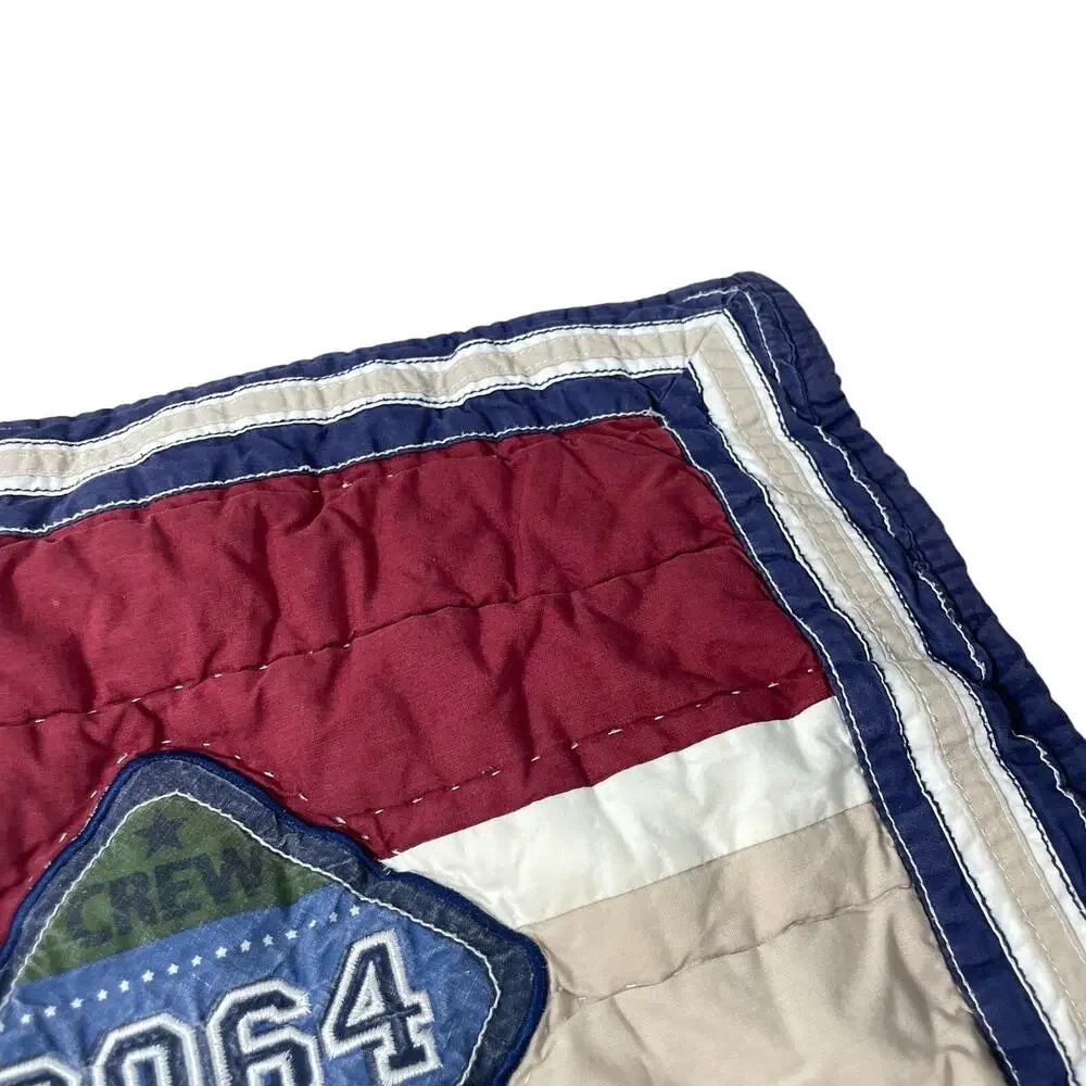 Pottery Barn Kids Quilted Boys Club Red & Tan Pillow Sham - Standard - Back Ties